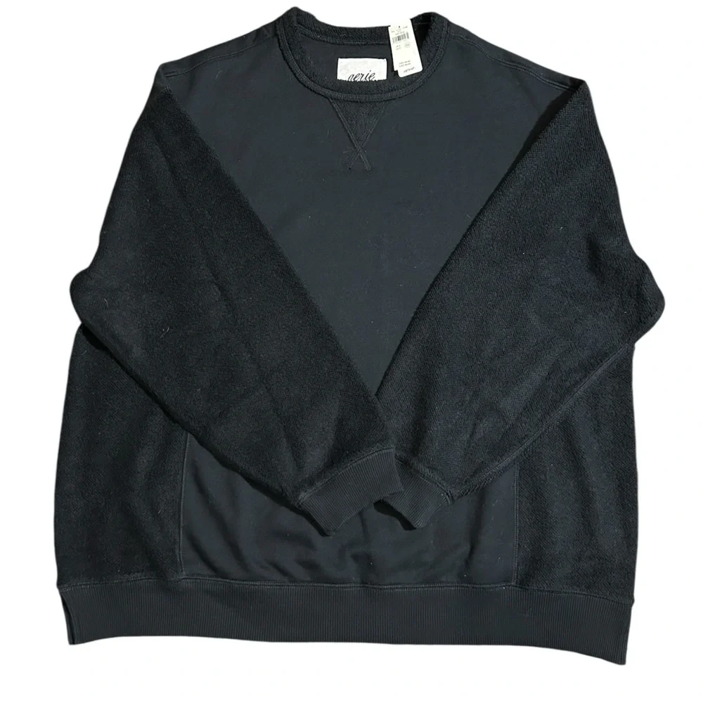 aerie Black Women's Crewneck Sweatshirt size small - Picture 1 of 7